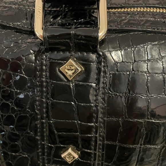 MCM Jacquard Black & White croc & snake skin bag. - Picture 7 of 15